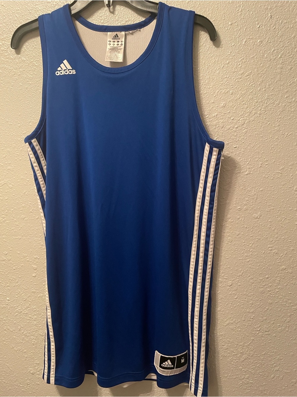 adidas Blue/white reversible Sleeveless Athletic Jersey with White Stripes